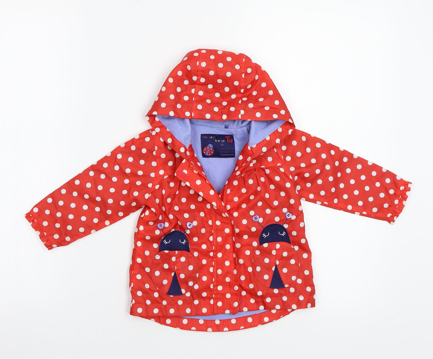 TU Girls Red Polka Dot  Jacket Coat Size 6-9 Months