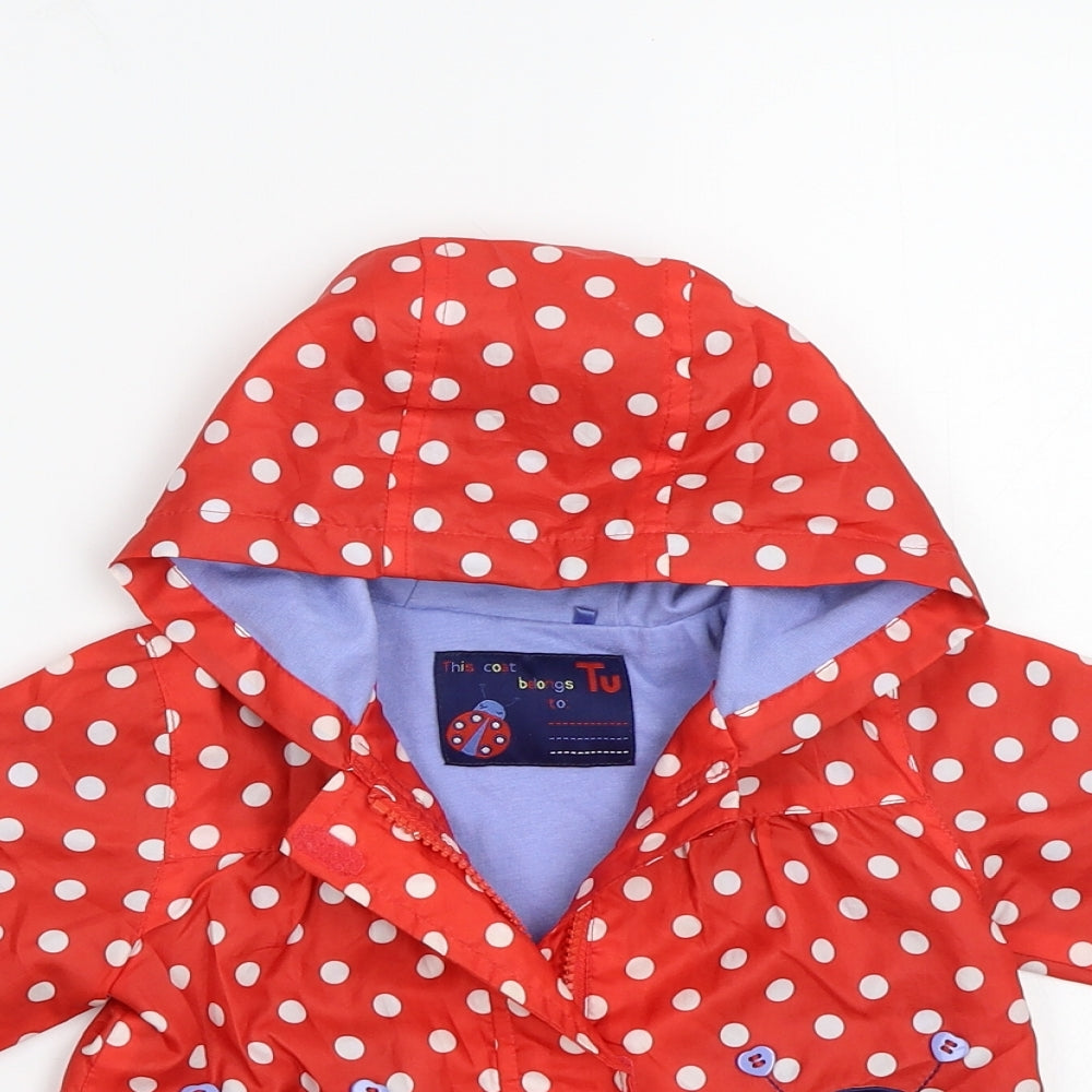 TU Girls Red Polka Dot  Jacket Coat Size 6-9 Months
