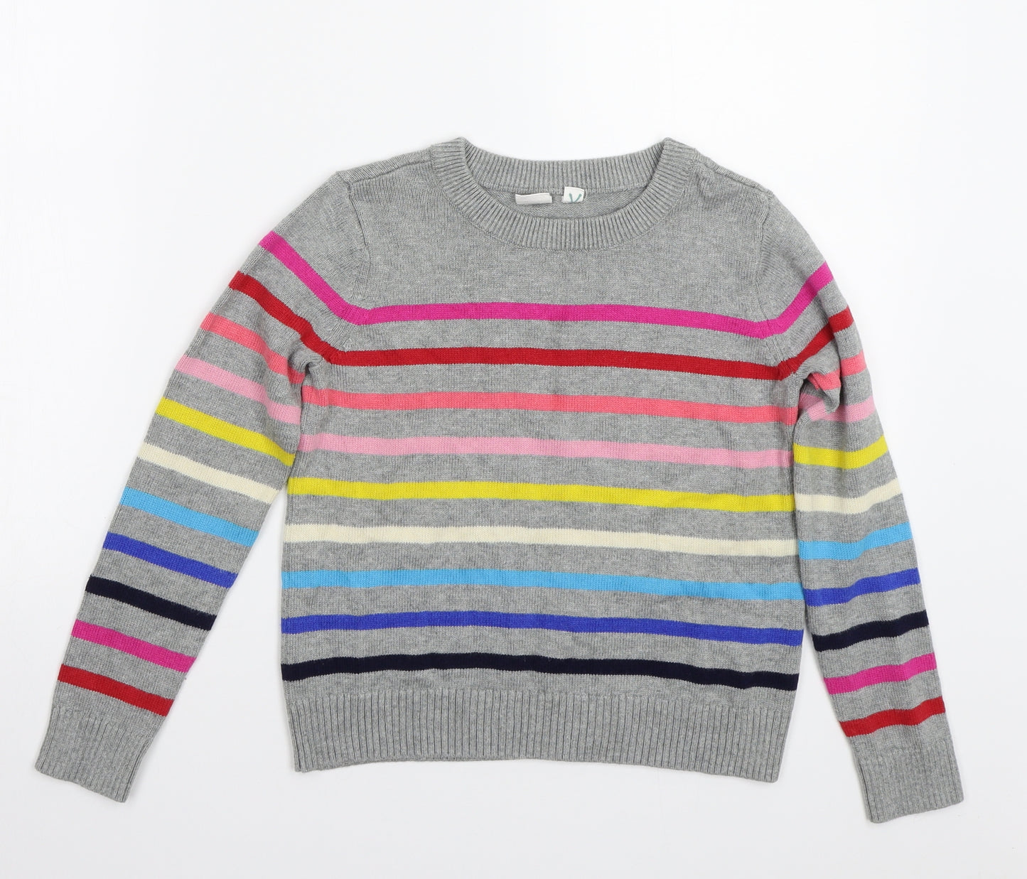 H&M Girls Grey Striped Rayon Pullover Jumper Size M