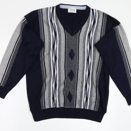 Farah Mens Blue Striped  Pullover Jumper Size M