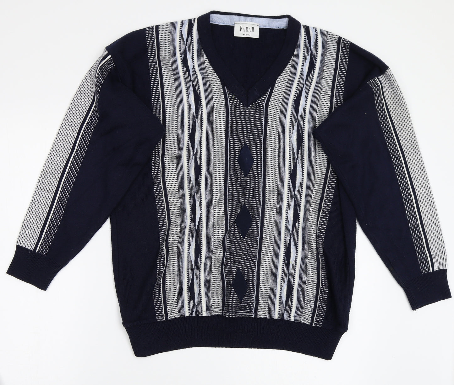 Farah Mens Blue Striped  Pullover Jumper Size M