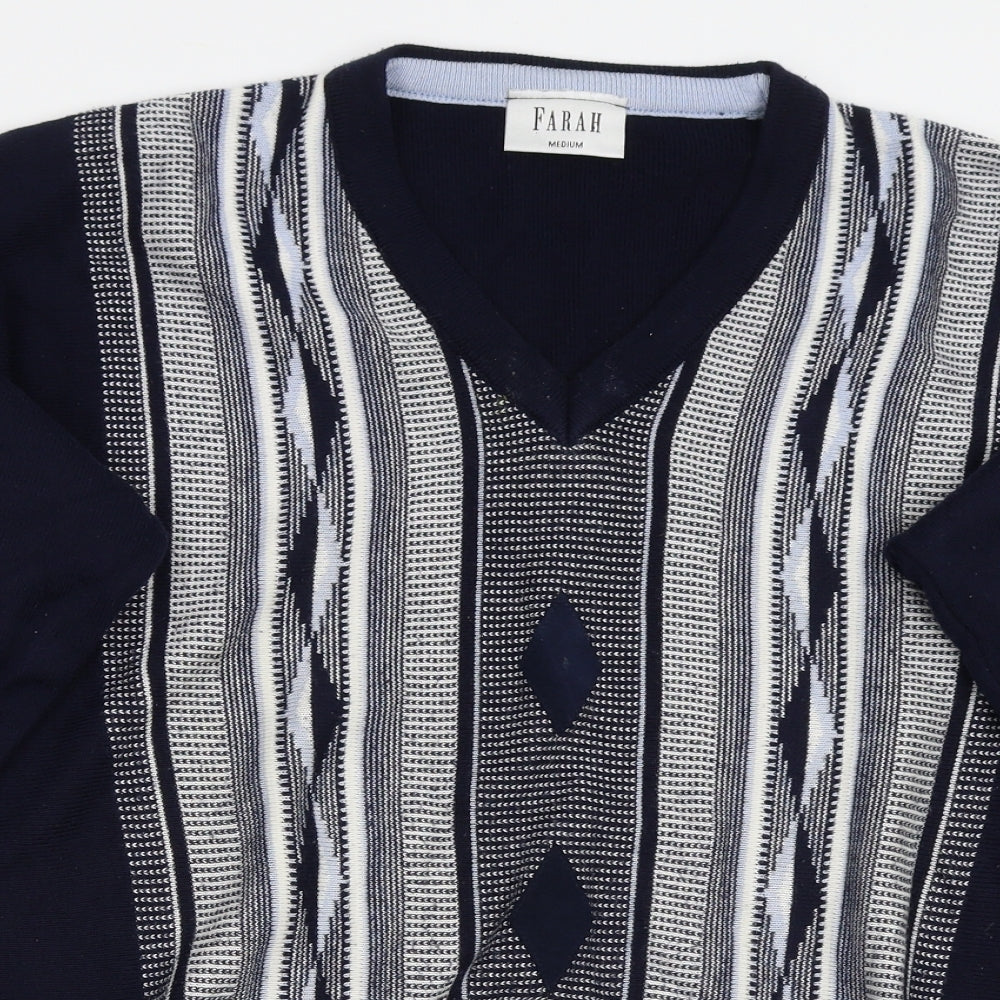 Farah Mens Blue Striped  Pullover Jumper Size M