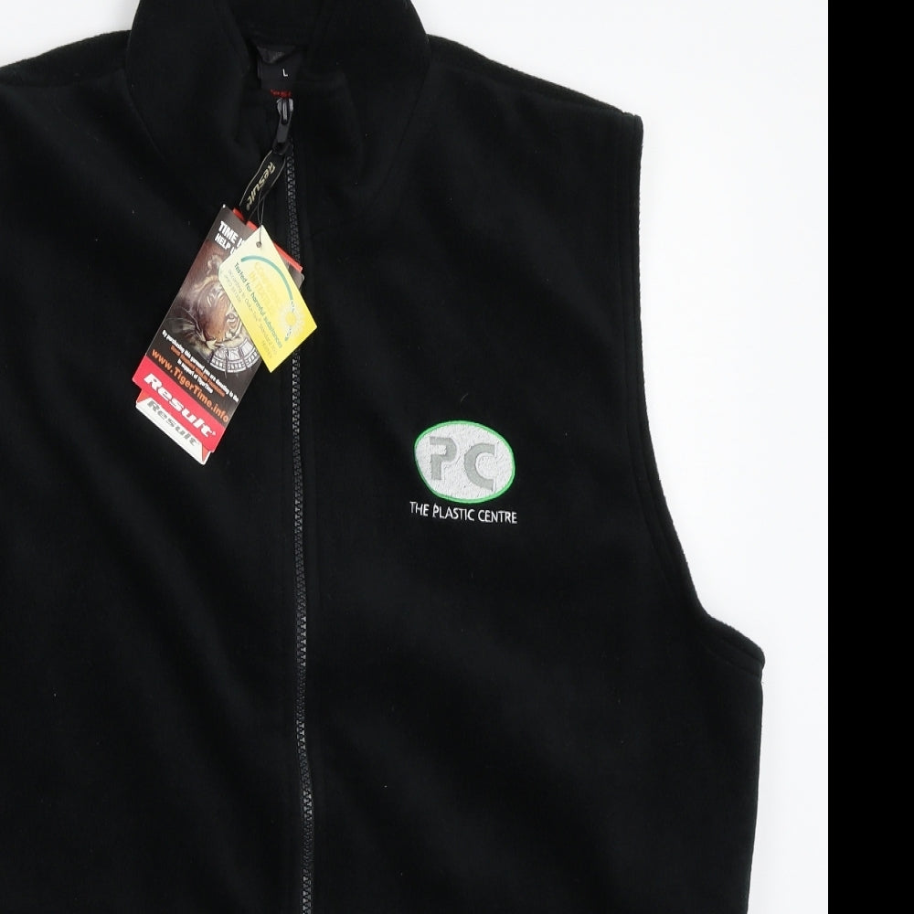 The plastic centre Mens Black   Gilet Coat Size L