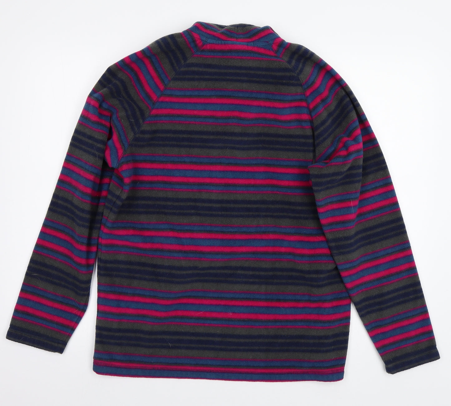 Cotton Traders Womens Grey Striped  Henley Jumper Size M