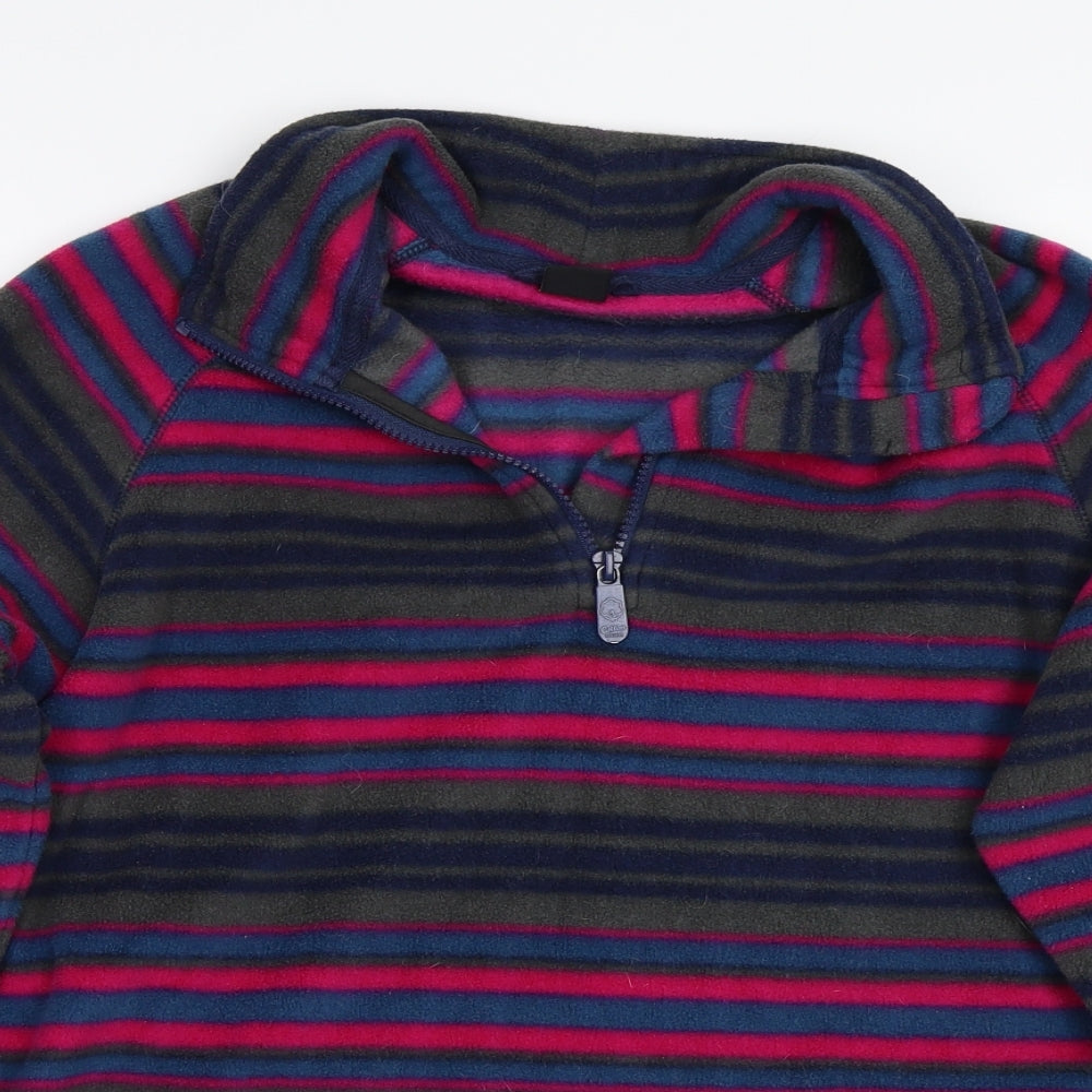 Cotton Traders Womens Grey Striped  Henley Jumper Size M