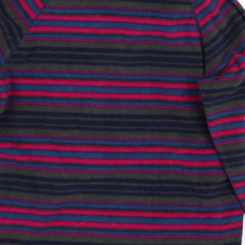 Cotton Traders Womens Grey Striped  Henley Jumper Size M