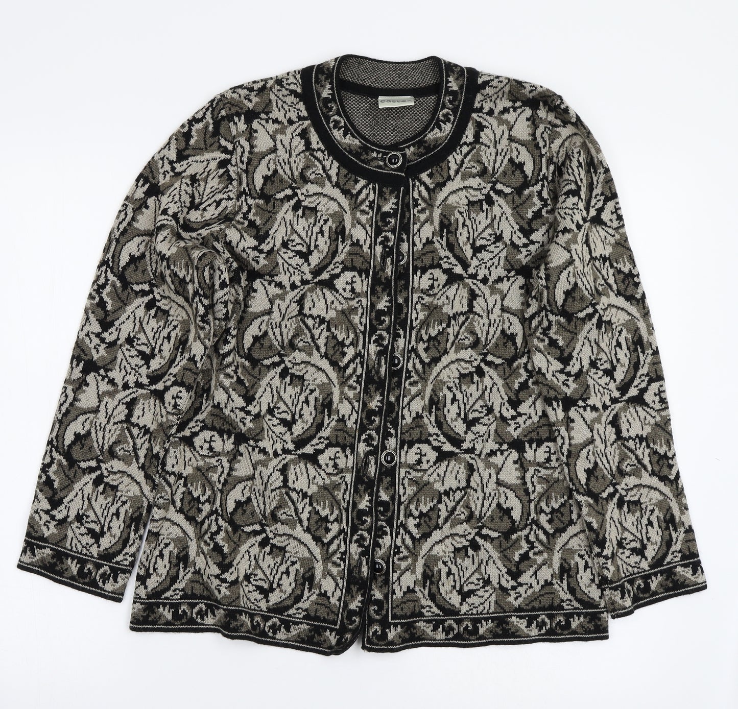 Eastex Womens Black Floral  Cardigan Jumper Size 10