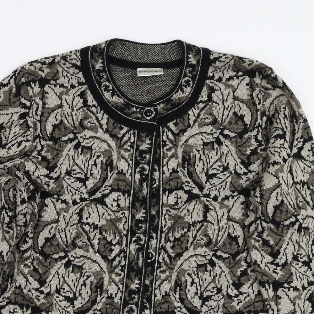 Eastex Womens Black Floral  Cardigan Jumper Size 10