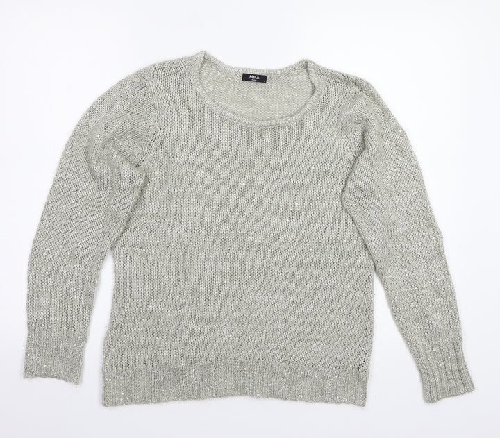 M&Co Womens Grey   Pullover Jumper Size L