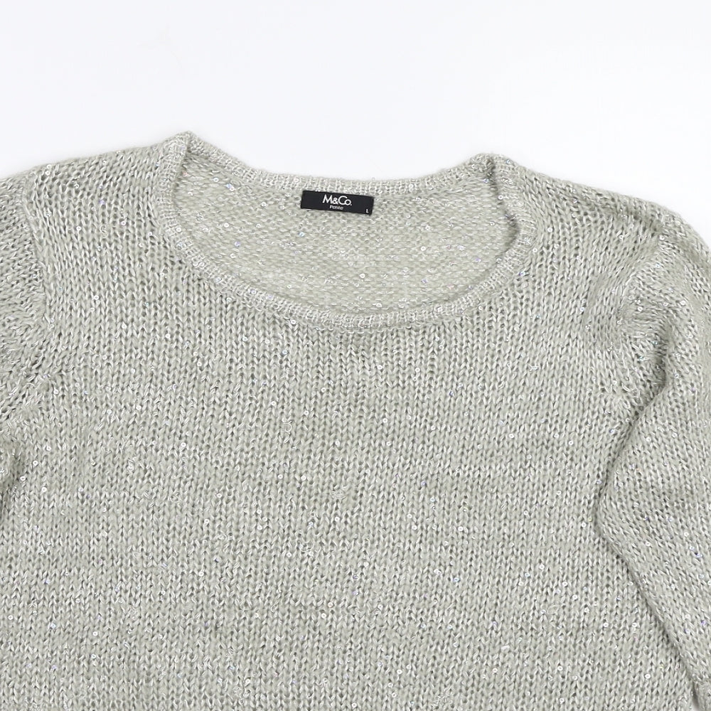 M&Co Womens Grey   Pullover Jumper Size L