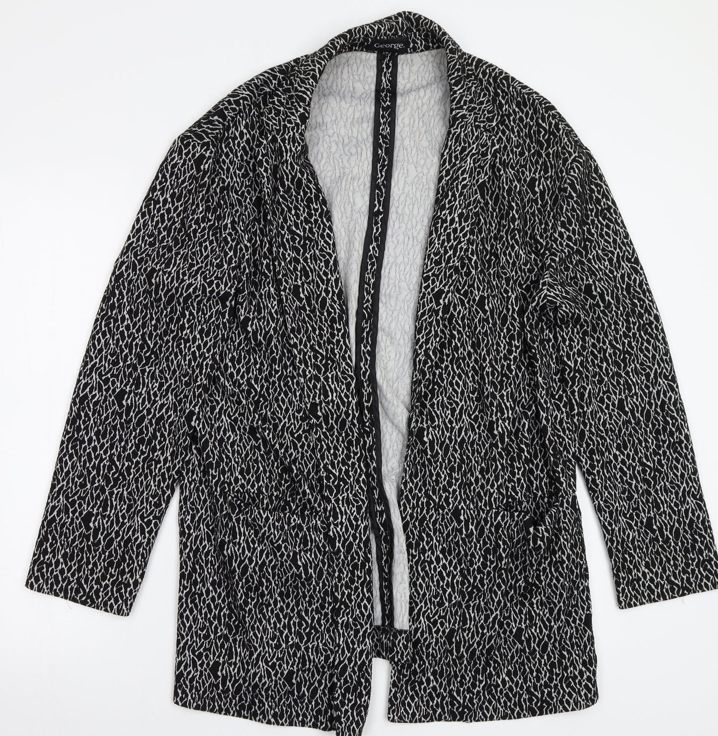 George Womens Black Animal Print  Cardigan Jumper Size 16