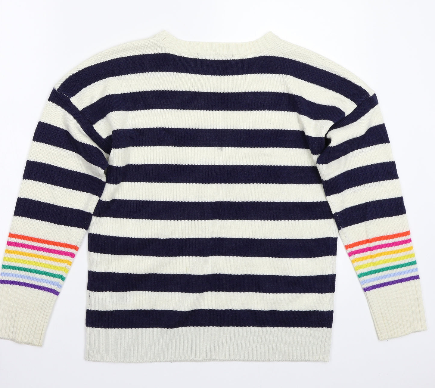 George Womens White Striped  Pullover Jumper Size 10