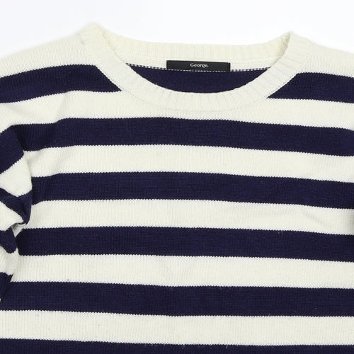 George Womens White Striped  Pullover Jumper Size 10