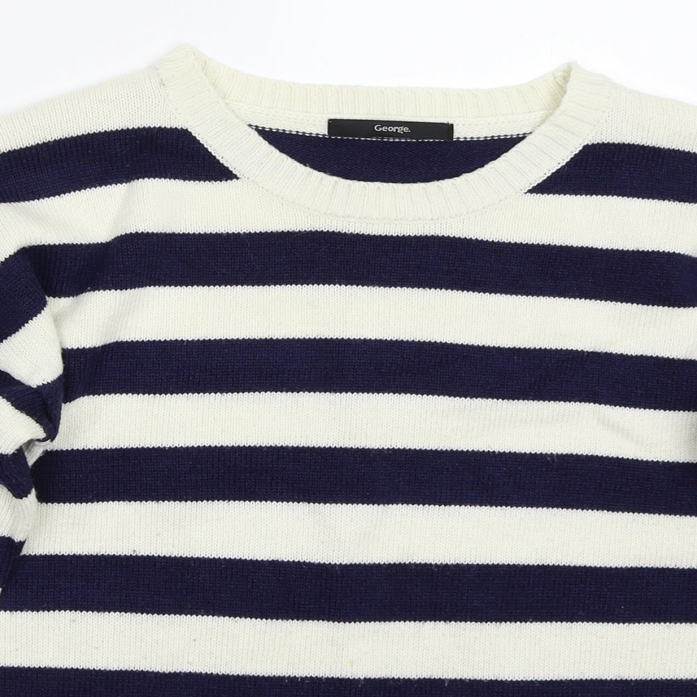 George Womens White Striped  Pullover Jumper Size 10