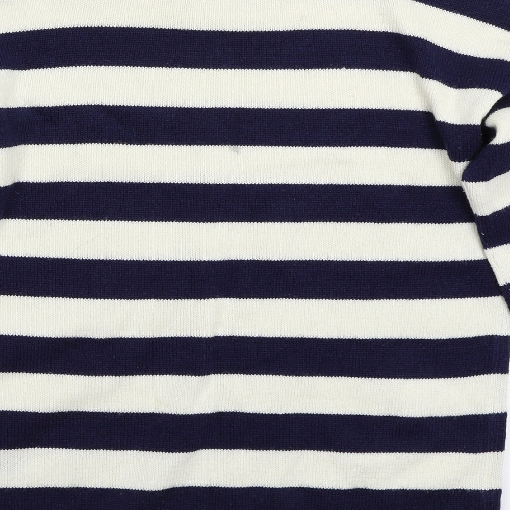 George Womens White Striped  Pullover Jumper Size 10