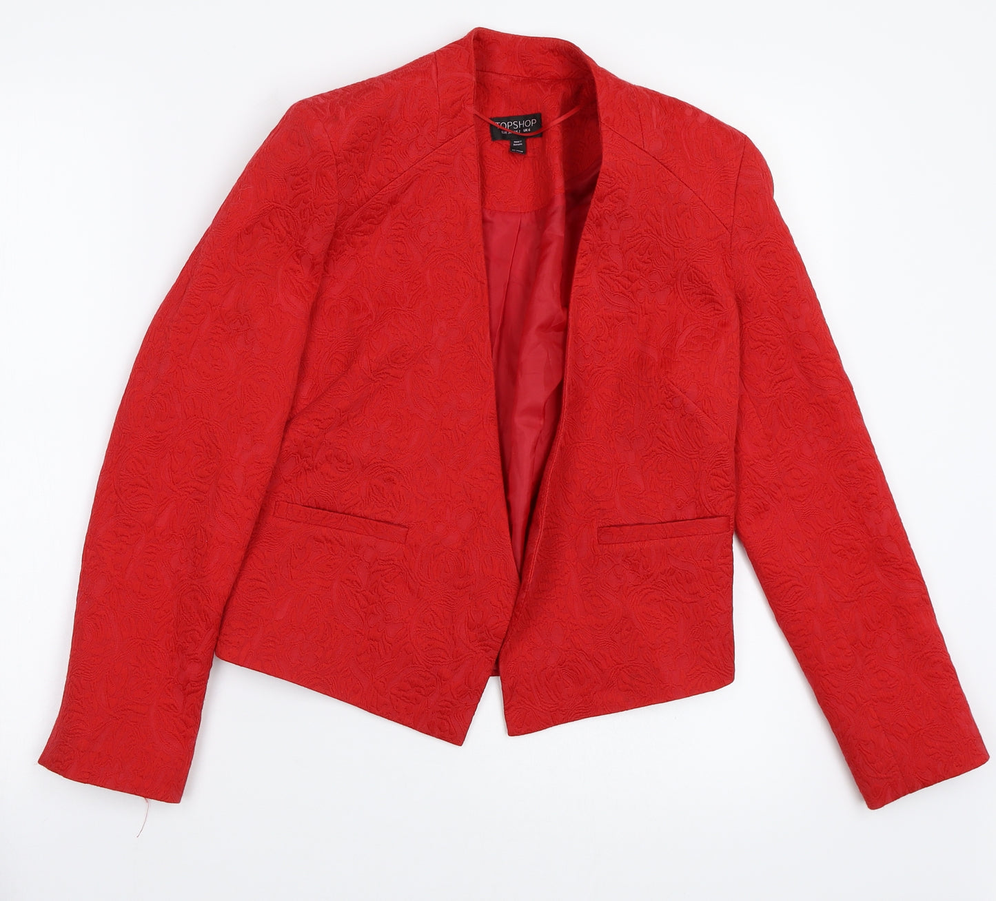 Topshop Womens Red Floral  Jacket Blazer Size 6