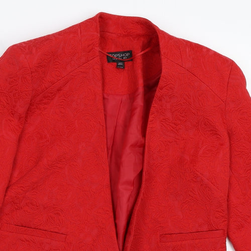 Topshop Womens Red Floral  Jacket Blazer Size 6
