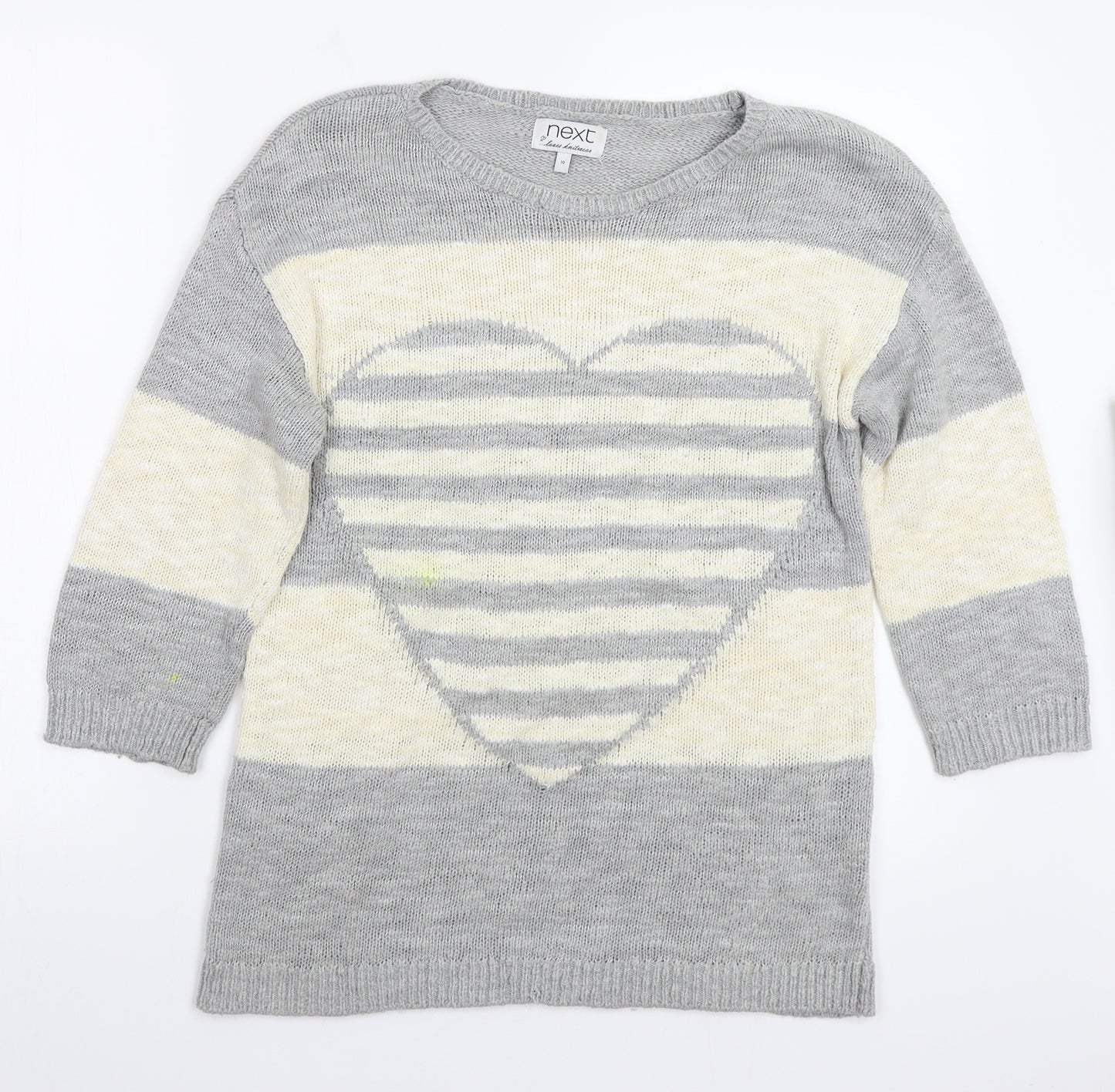 NEXT Womens Grey Striped  Pullover Jumper Size 10