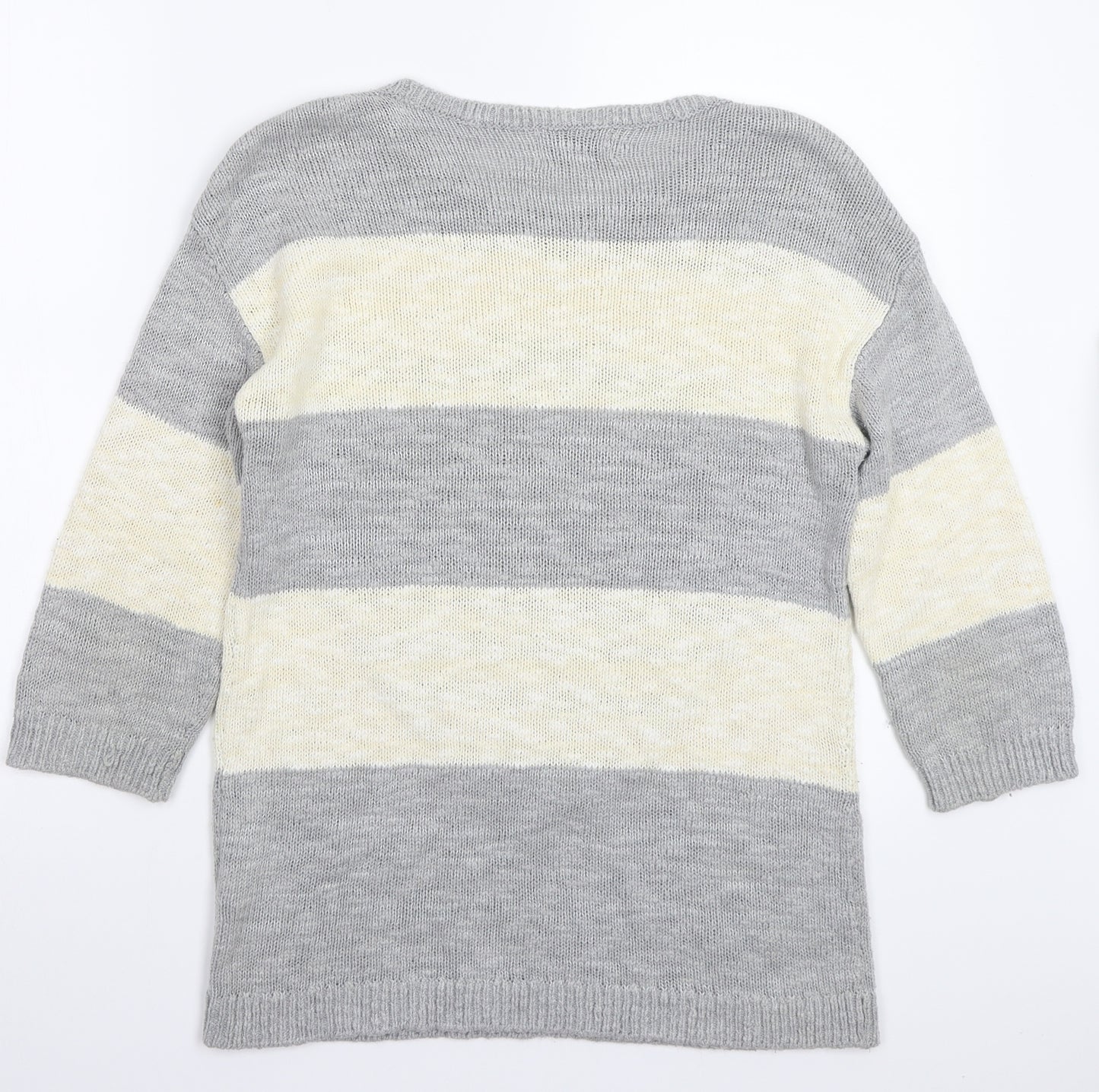 NEXT Womens Grey Striped  Pullover Jumper Size 10