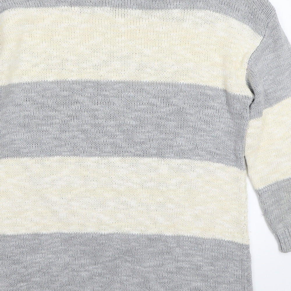 NEXT Womens Grey Striped  Pullover Jumper Size 10