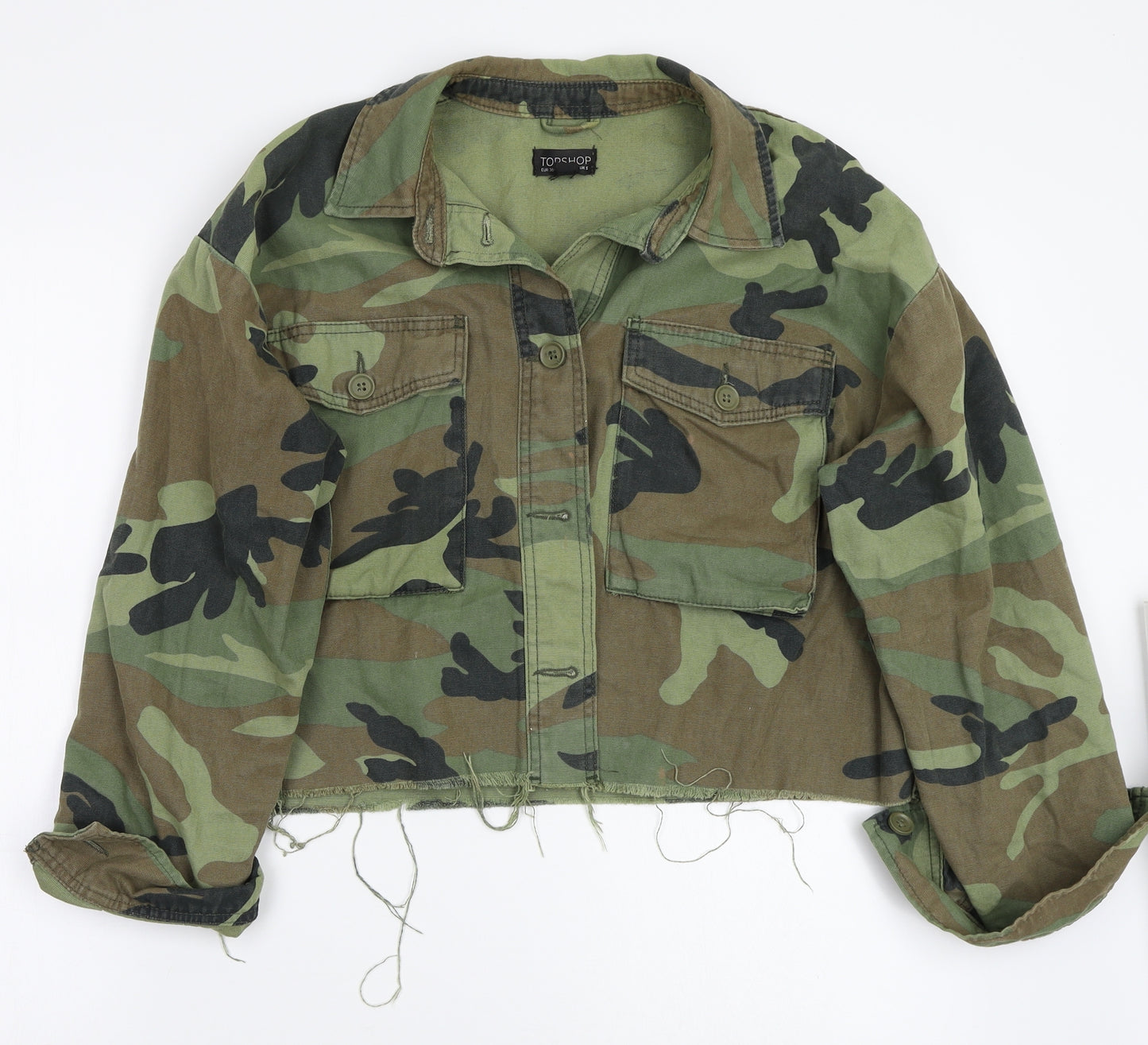 Topshop Womens Green Camouflage  Jacket Coat Size S