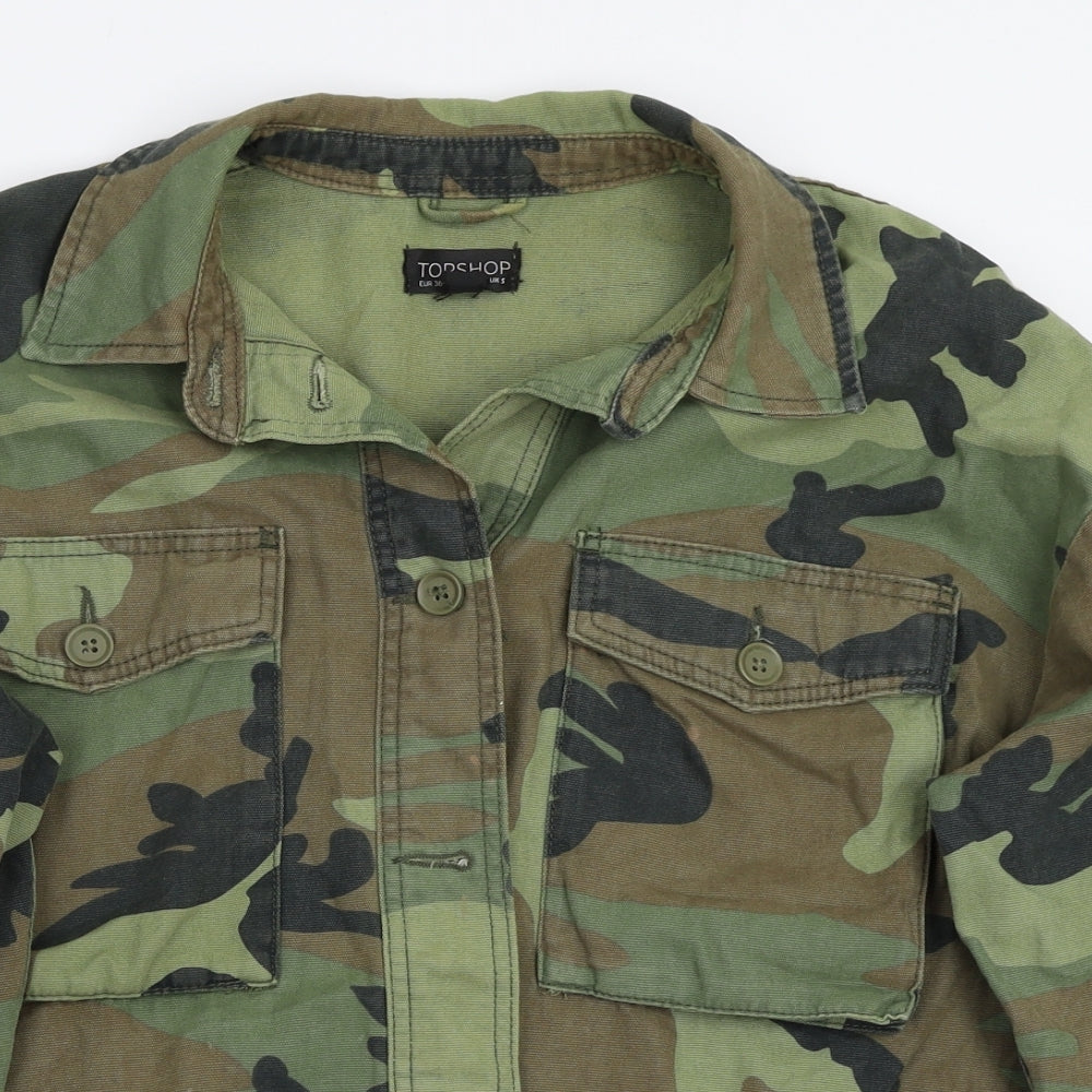 Topshop Womens Green Camouflage  Jacket Coat Size S