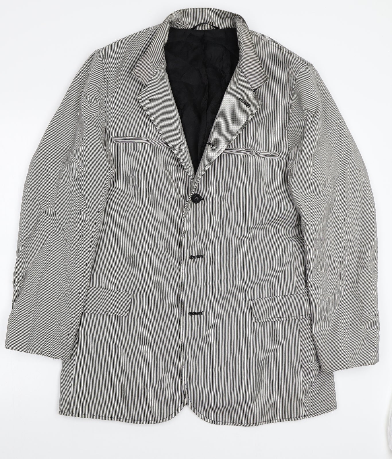 Pretty Green Mens White Striped  Jacket Coat Size M