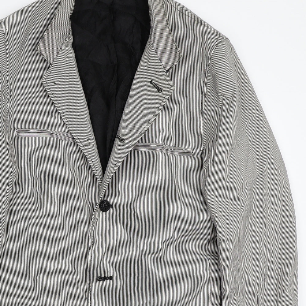 Pretty Green Mens White Striped  Jacket Coat Size M