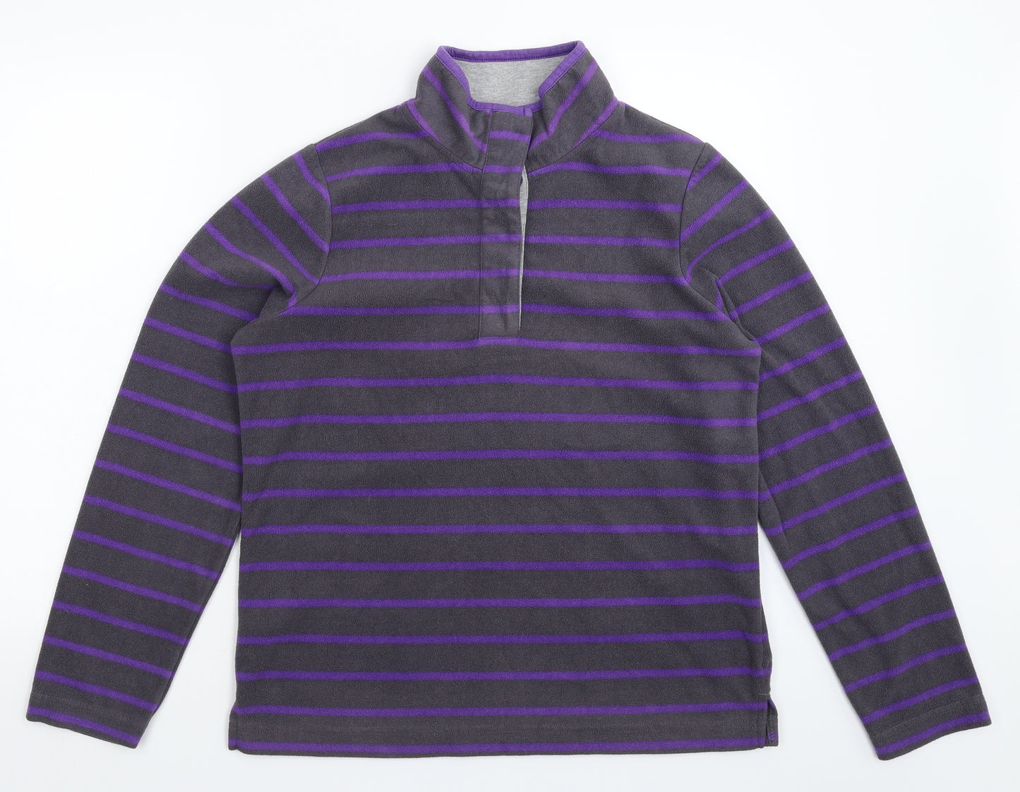 George Womens Purple Striped Fleece Pullover Sweatshirt Size 14