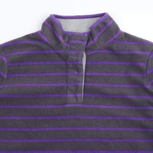 George Womens Purple Striped Fleece Pullover Sweatshirt Size 14
