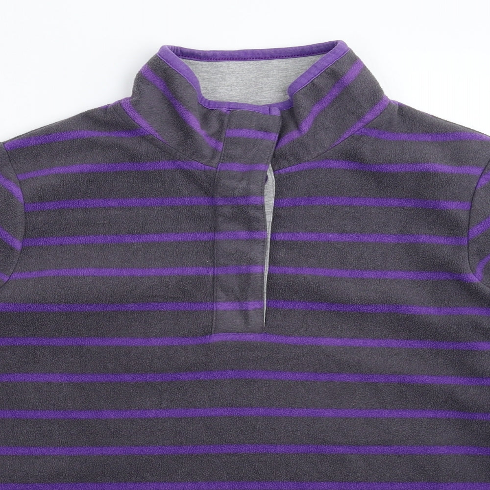 George Womens Purple Striped Fleece Pullover Sweatshirt Size 14