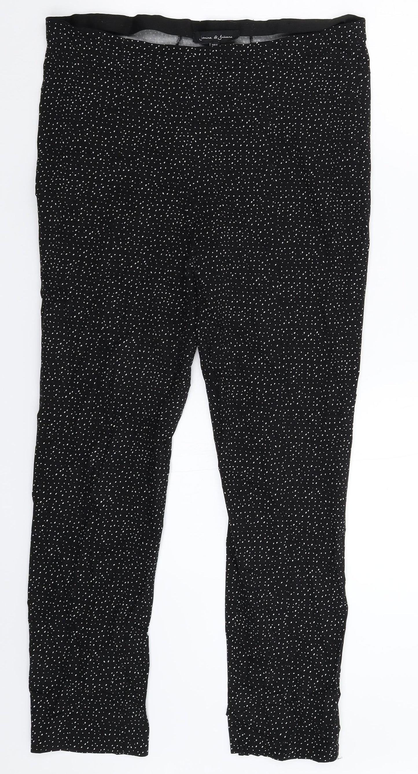 Jasmine & Juliana Womens Black Spotted  Capri Leggings Size 16 L28 in