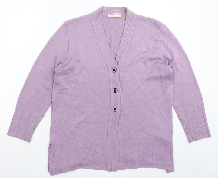 Bonmarché Womens Purple Knit Cardigan Jumper Size L