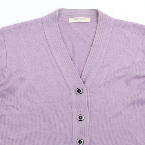 Bonmarché Womens Purple  Knit Cardigan Jumper Size L