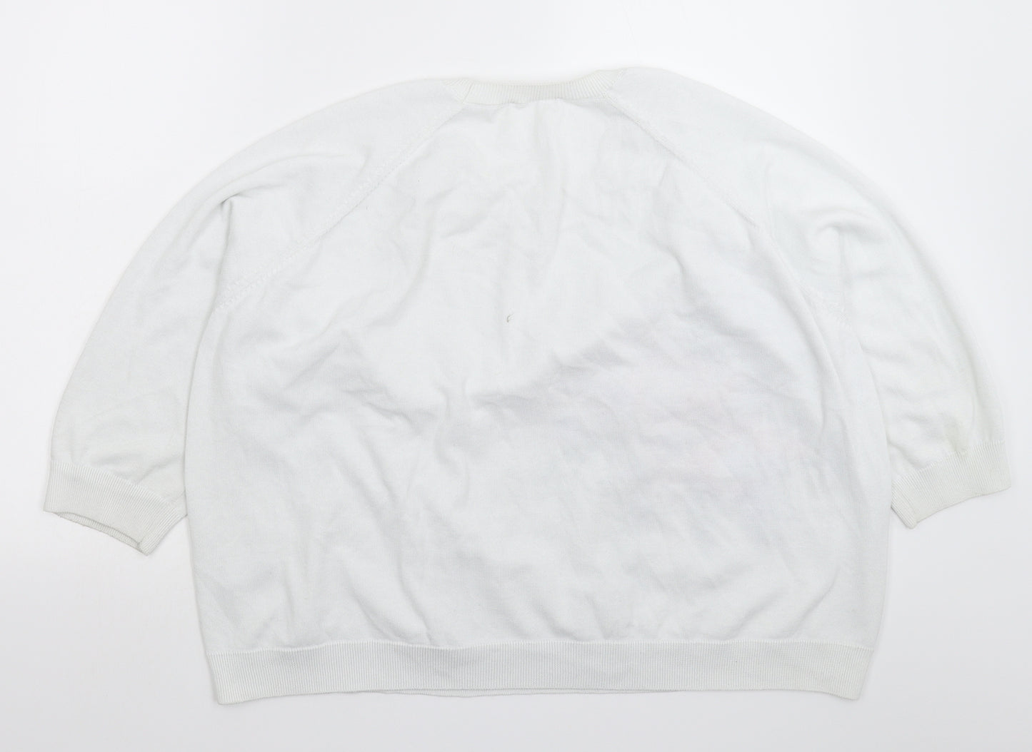 Marks and Spencer Womens White Floral Knit Pullover Jumper Size 24