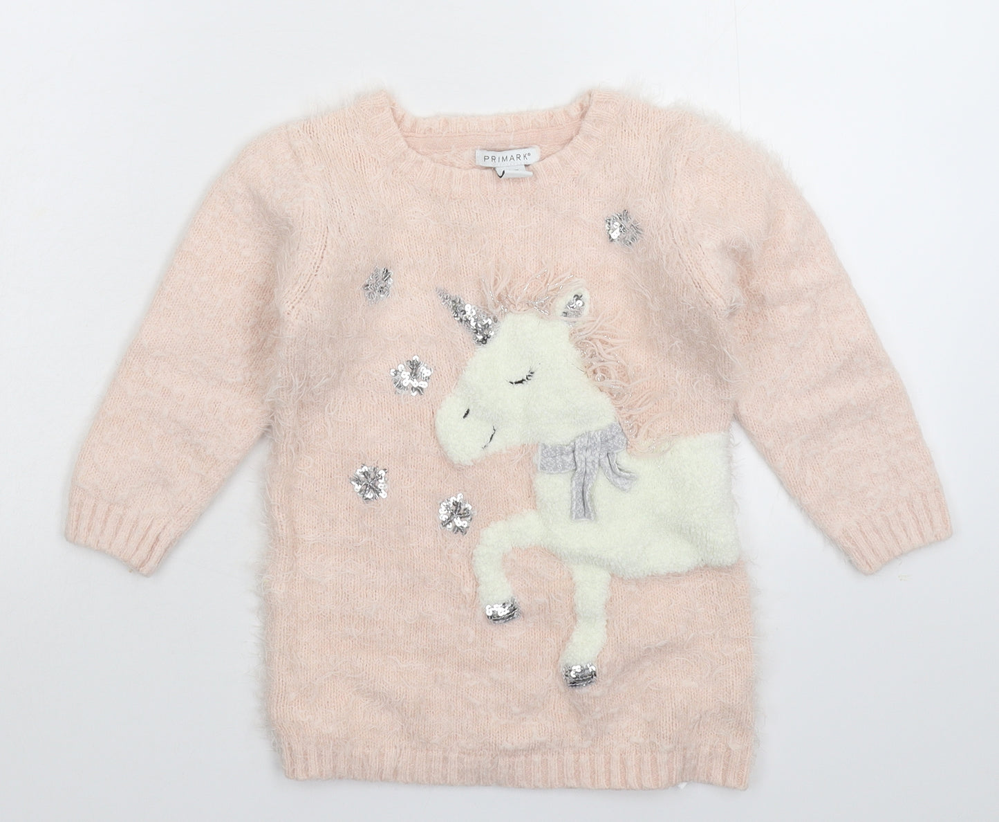 Primark Girls Pink  Knit Pullover Jumper Size 4-5 Years
