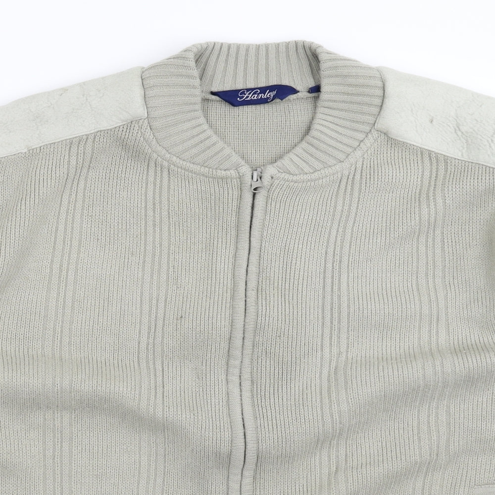 Hanleys Mens Grey  Knit Cardigan Jumper Size 2XL