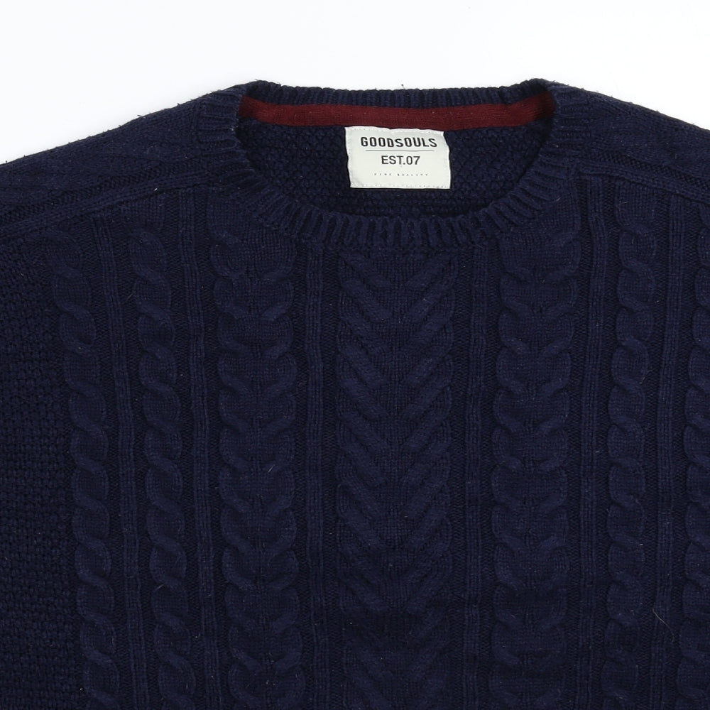 Goodsouls Mens Blue  Knit Pullover Jumper Size XL