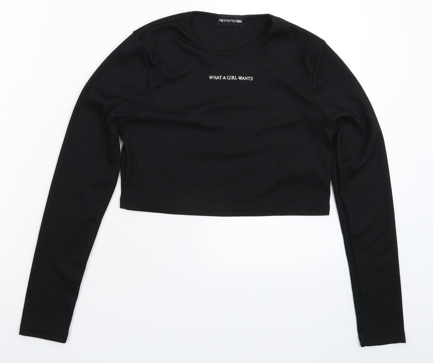 PRETTYLITTLETHING Womens Black   Cropped T-Shirt Size 10