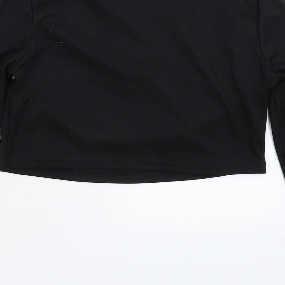 PRETTYLITTLETHING Womens Black   Cropped T-Shirt Size 10