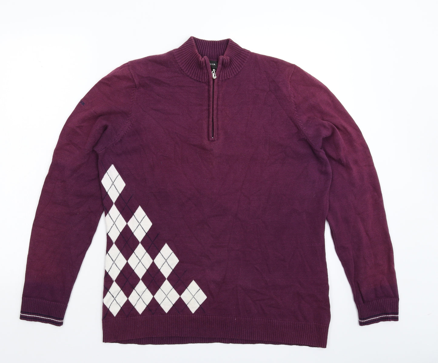 Glenmuir Womens Purple Geometric Knit Pullover Jumper Size L