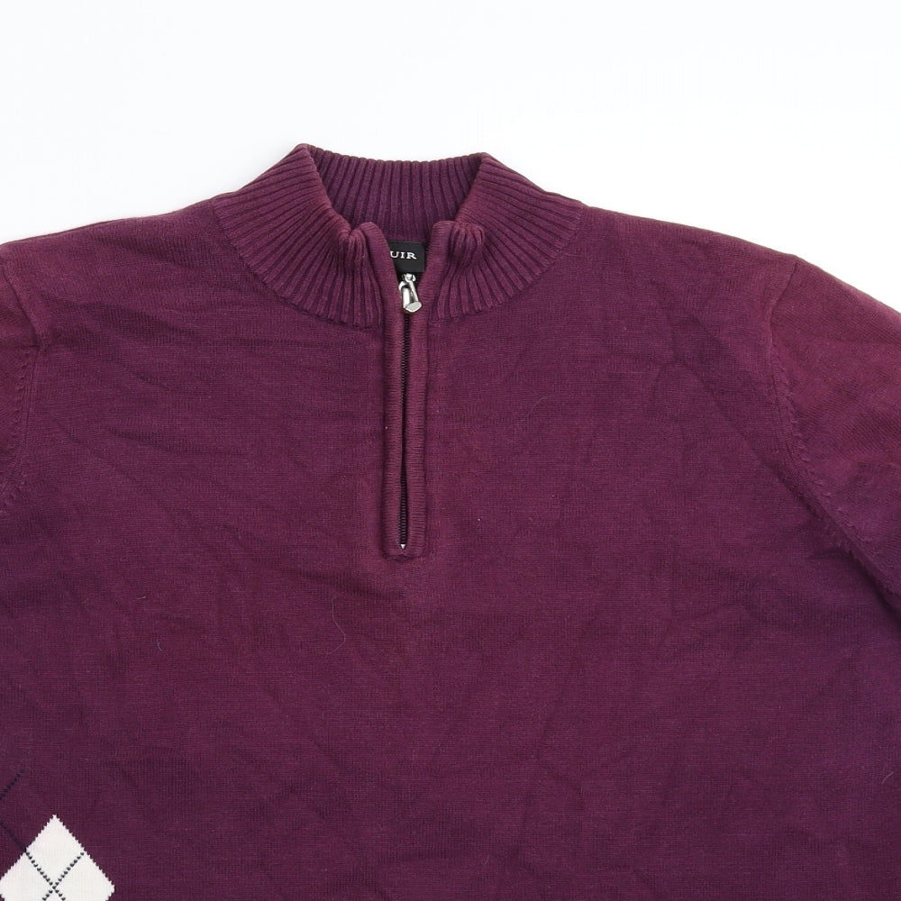 Glenmuir Womens Purple Geometric Knit Pullover Jumper Size L