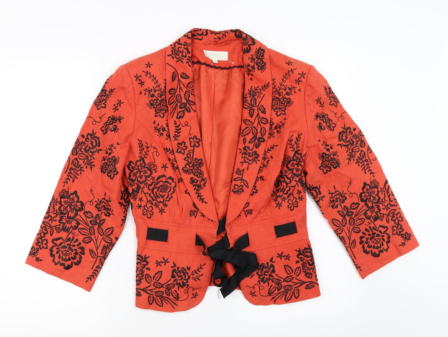 Marks and Spencer Womens Orange Floral  Jacket  Size 14