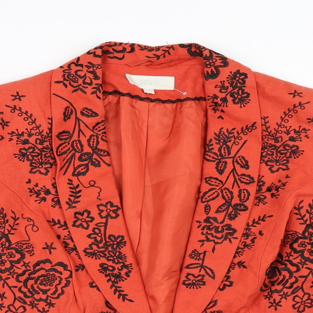 Marks and Spencer Womens Orange Floral  Jacket  Size 14