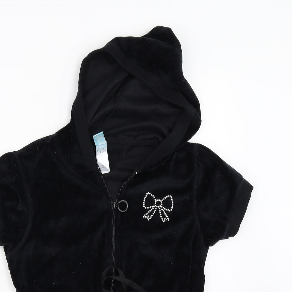 Primark Womens Black  Velour Full Zip Hoodie Size 10