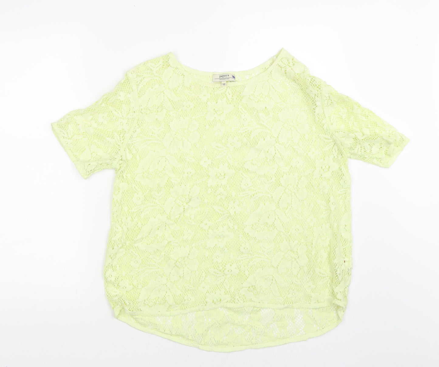Papaya Womens Yellow   Basic T-Shirt Size 12