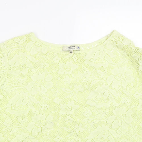 Papaya Womens Yellow   Basic T-Shirt Size 12