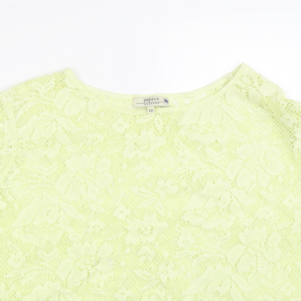 Papaya Womens Yellow   Basic T-Shirt Size 12