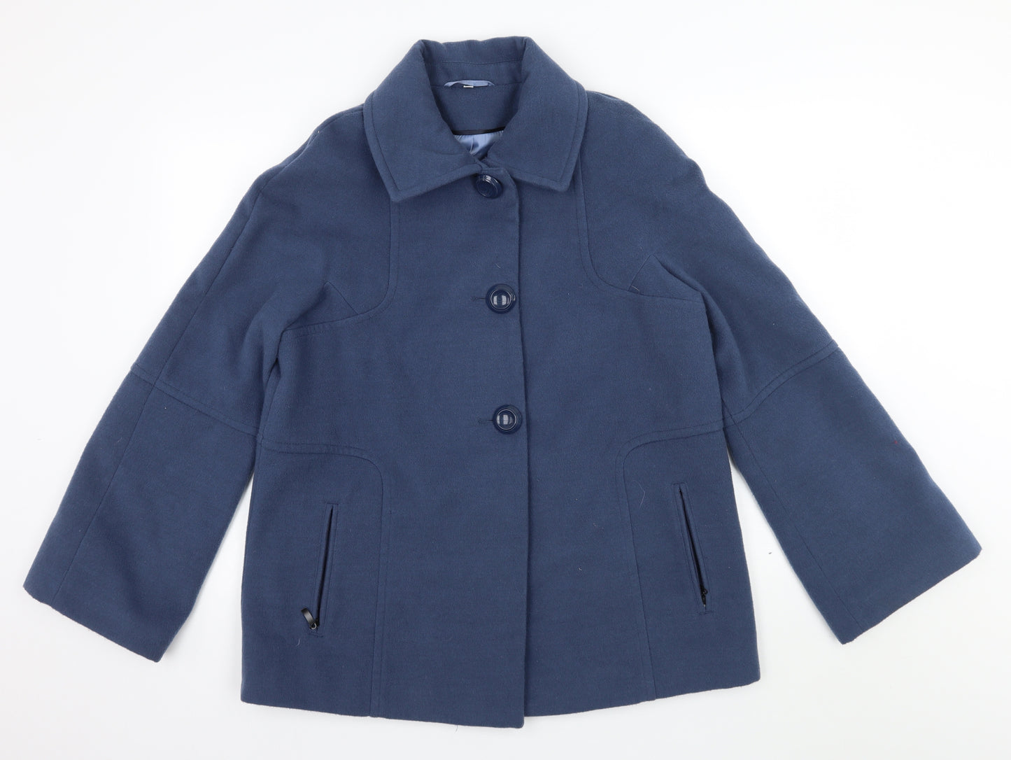 Klass Womens Blue   Overcoat Coat Size 14