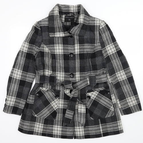Dorothy Perkins Womens Black Check  Overcoat Coat Size 16